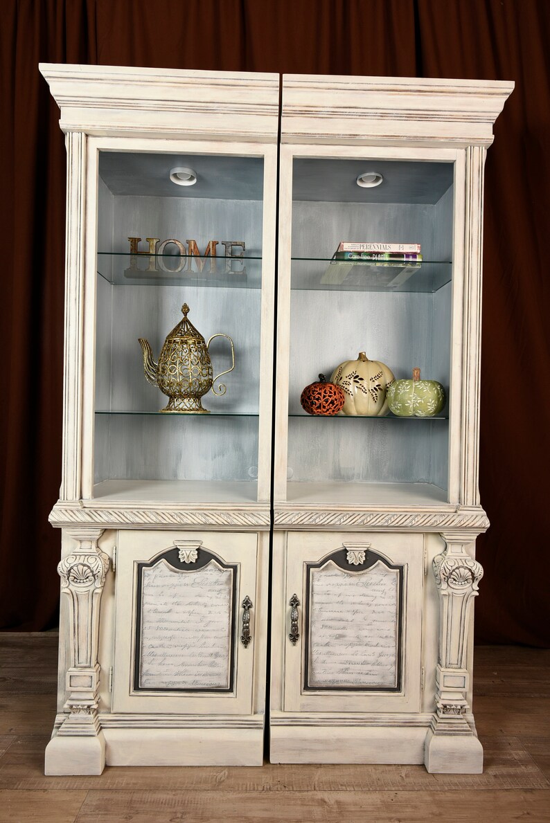 Country French TV Console Bookcase Storage TV Stand Etsy