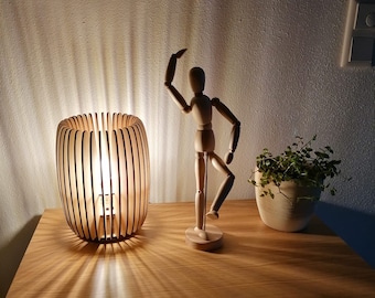 Holzlampe, Tischlampe, Lamellenlampe handmade, handcrafted, handgefertigt,