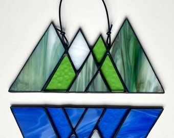 Stained glass mountain range suncatcher