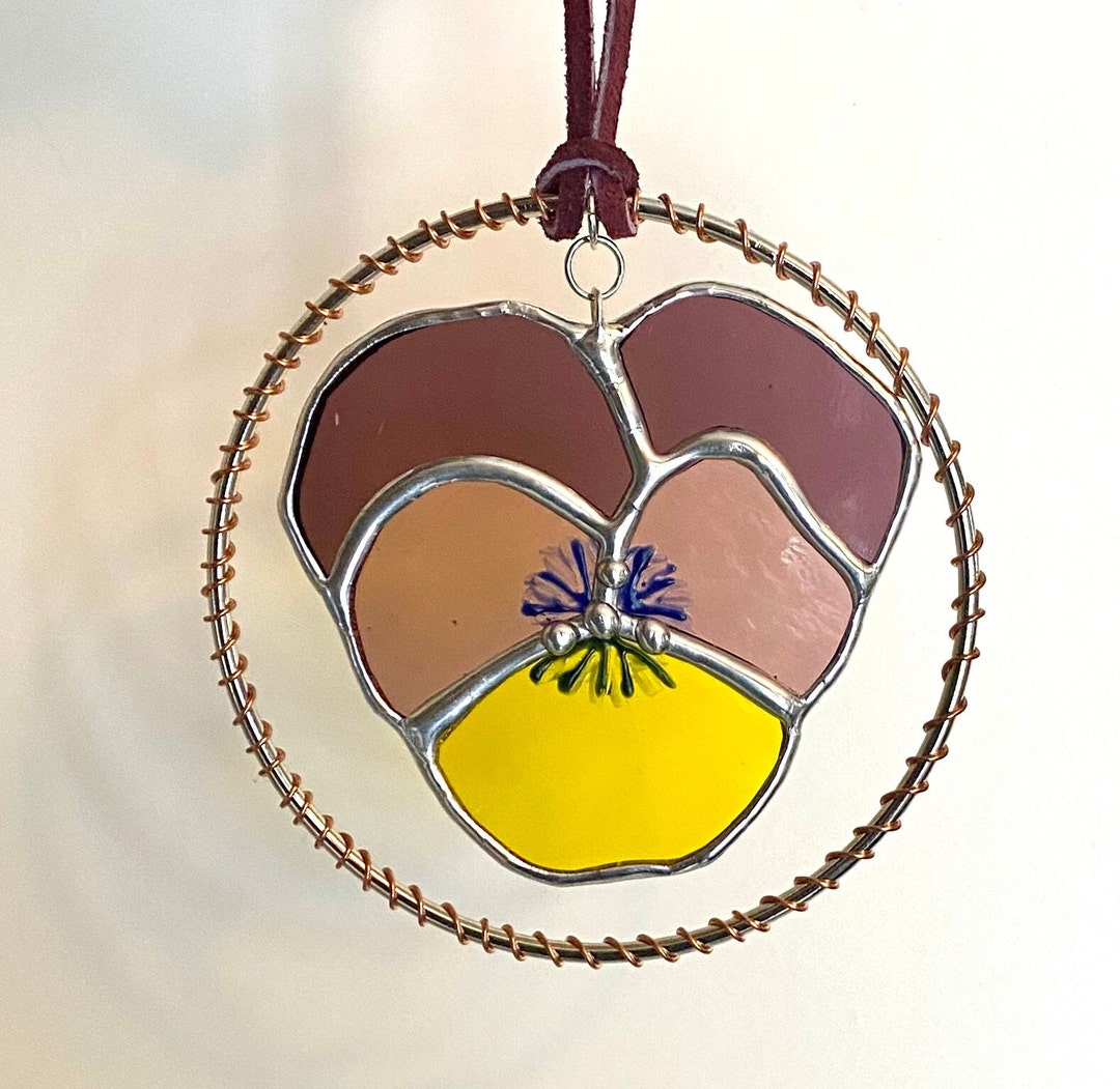 Stained Glass Pansy Suncatcher Etsy
