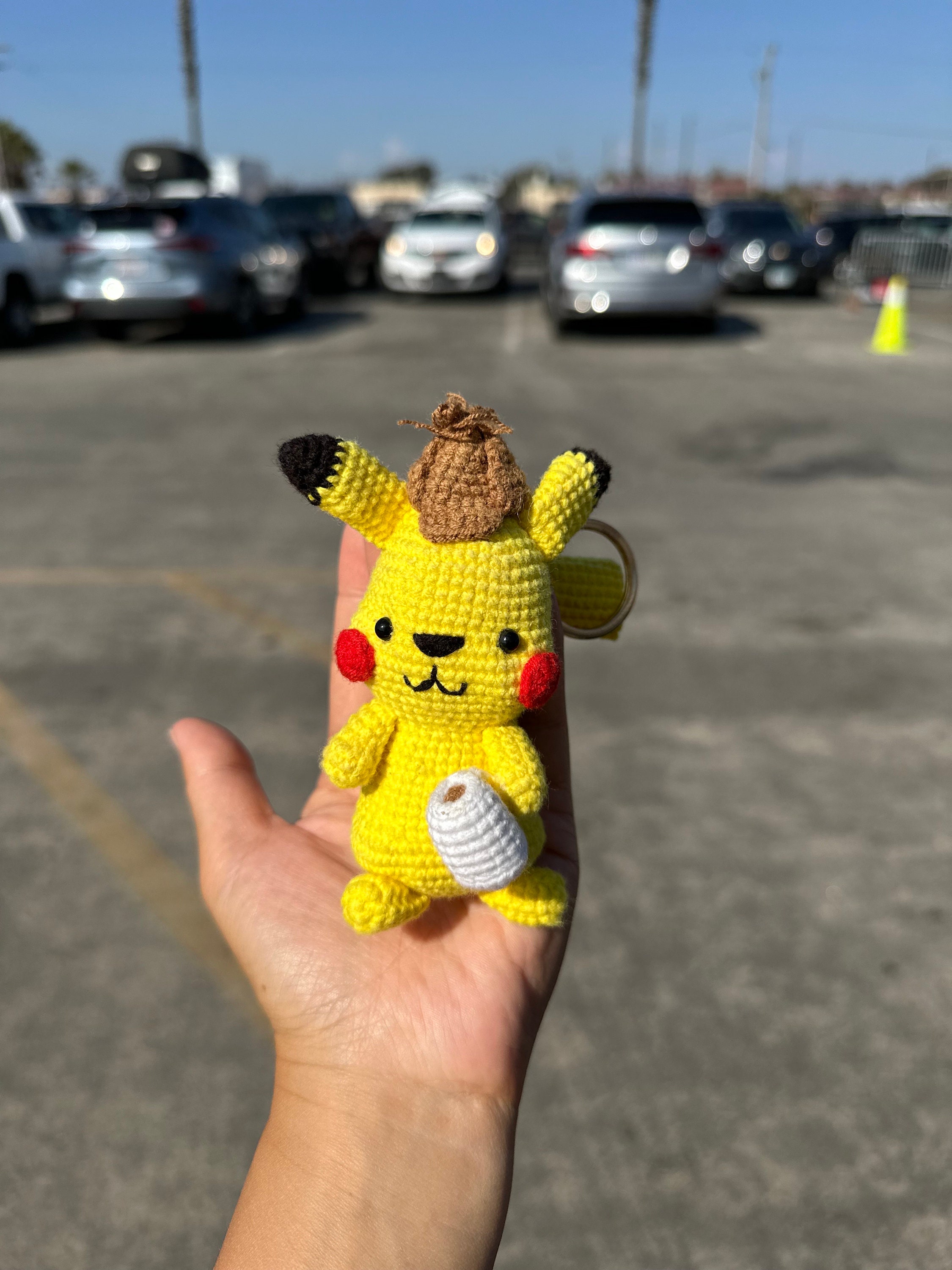 Detective Pikachu Keychain/ Crochet Keychain/Cute Amigurumi Keychain  Handmade
