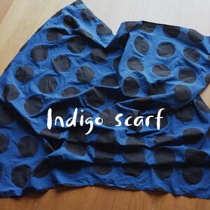 Japanese Indigo Scarf Handmade Shibori Indigo Scarf Indigo Blue Scarf/ Natural Dyed Indigo Scarf/ Handmade Linen Blue indigo Scarf