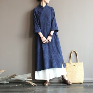 Cheongsam Dress Hanfu Style Blue Qipao Chinese Style Dress | Etsy