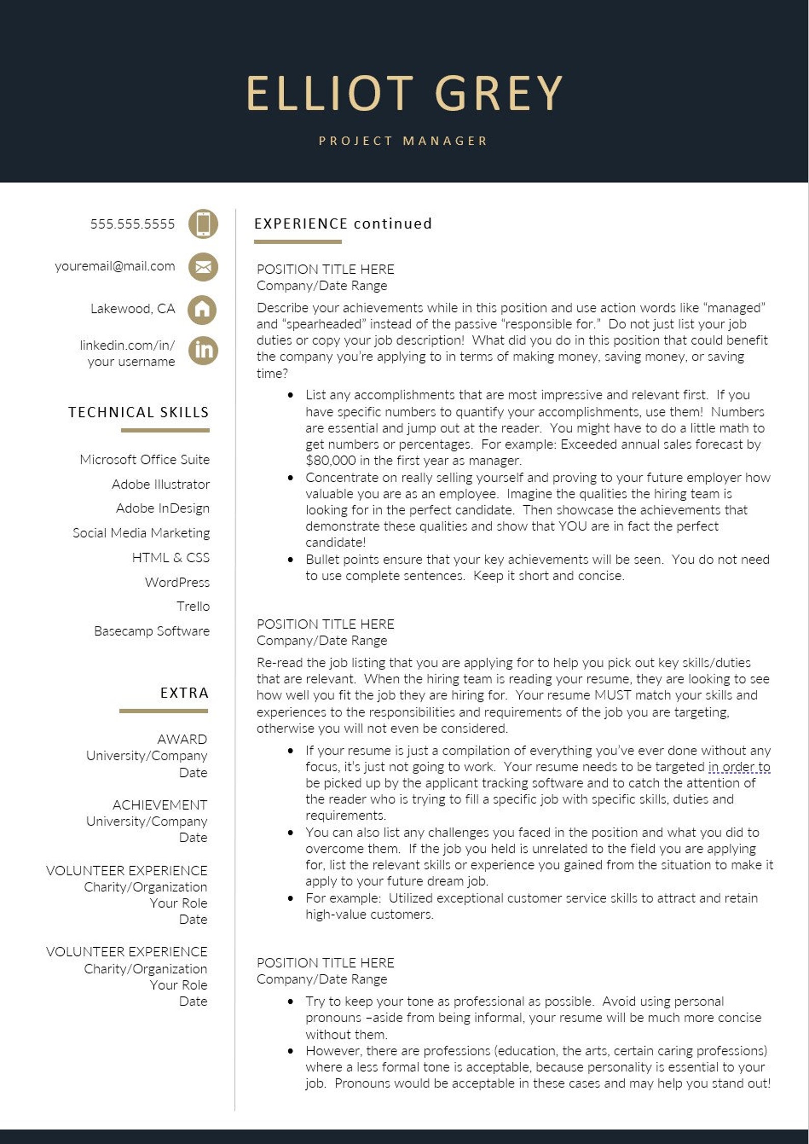 modern executive resume template