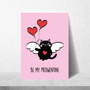 Valentinstags Karte, Valentinstag Katze, lustige Katzenpostkarte, für Katzenliebhaber, Katzenmama, Valentine Cat