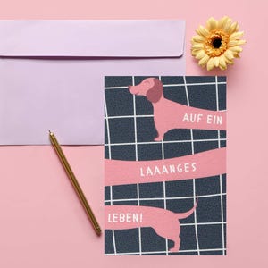 Geburtstagskarte, Dackelkarte, Happy Birthday, Geburtstagsgeschenk, Hunde Karte, Aquarellpapier, Tiermotiv Karte, Karte, Geburtstag