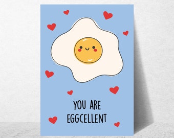 Osterkarte, Ostergeschenk,Valentinstag, Valentinstag Postkarte, Egg, Karte, lustige Karte, Karte zum Valentinstag mit Humor, Ei, Eggcellent,