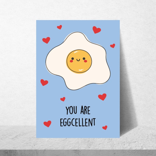 Osterkarte, Ostergeschenk,Valentinstag, Valentinstag Postkarte, Egg, Karte, lustige Karte, Karte zum Valentinstag mit Humor, Ei, Eggcellent,