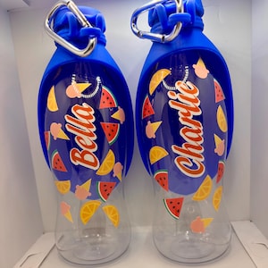 Botella de agua de viaje personalizada para perros con clip – Dispensador de agua portátil para mascotas – Botella de agua personalizada para perros – Botella a prueba de fugas para cachorros