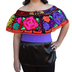 Chiapaneca Blouse, Mexican Floral Hand Embroidered Blouse, Traditional Mexican Top, 5 de Mayo Blouse, Off the shoulder Mexican Top for Women