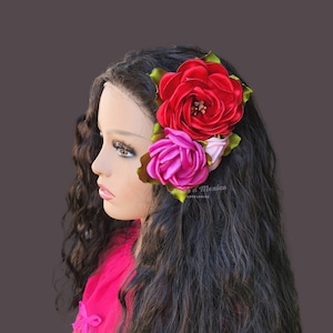 Mexican Floral Headpiece, Mexican Headpiece for Women, Traditional Mexican Accessories, Quinceañera Flower Headpiece, Floral Clip for Girls