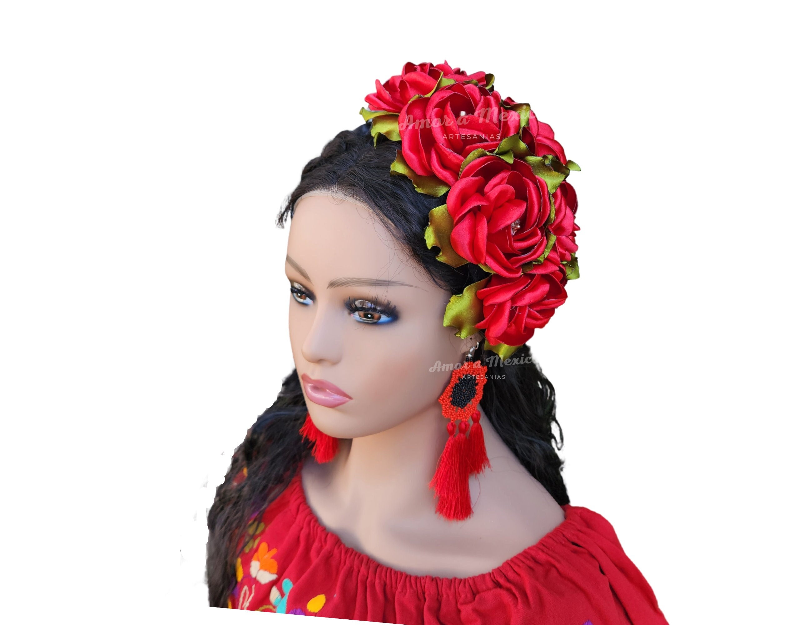 Red Roses Headpiece Floral Headband Wedding Traditional Etsy