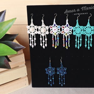 Huichol Earrings, Mexican Earrings, Floral Beaded Earrings, Mexican Gift for Women,  Mexican Handmade Jewelry, Mother&#39;s Day Gift, Boho