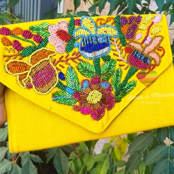 Mexican Clutch, Colorful Clutch, Embroidered Clutch, Beaded Clutch, Mexican Crossbody, Mexican Envelope Purse, Floral Clutch, Christmas gift