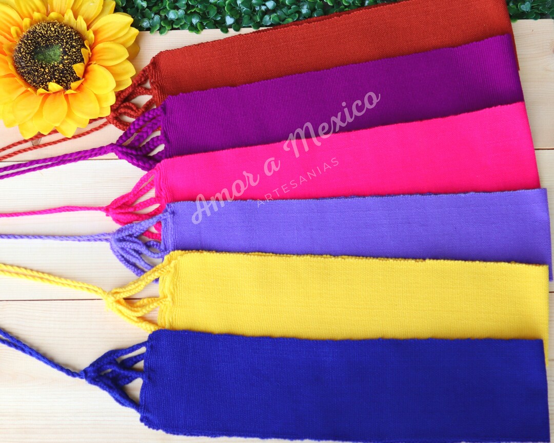 Solid Color Mexican Belt, Traditional Sash, Adjustable Artisan Waist