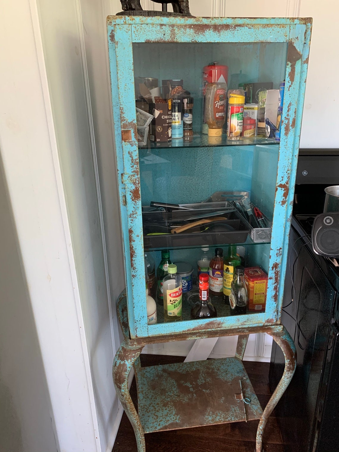 Vintage Medicine Glass Shelves & Metal Etsy