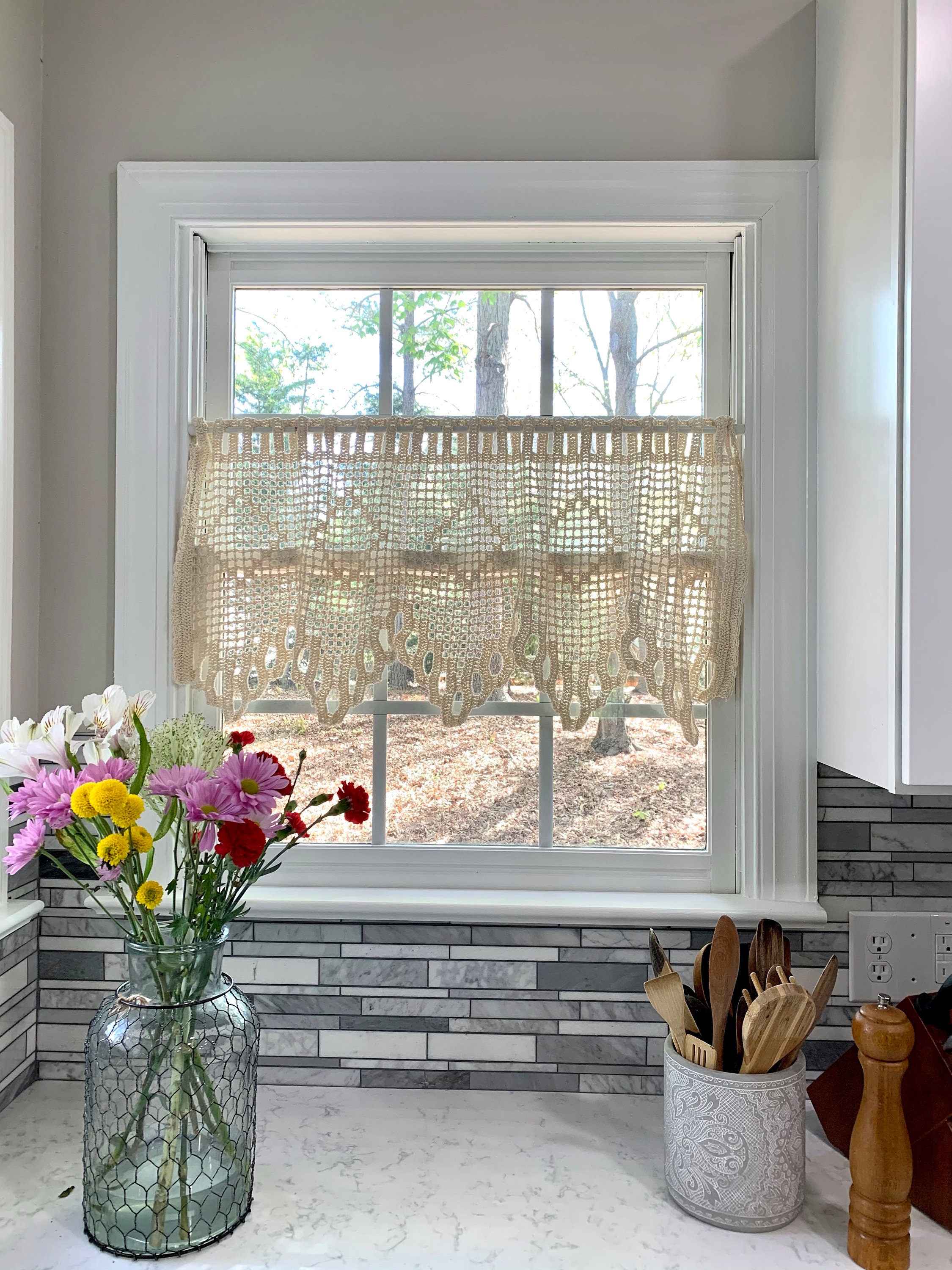 42 x 15 Cortinas de sala de estar y cocina / | Etsy