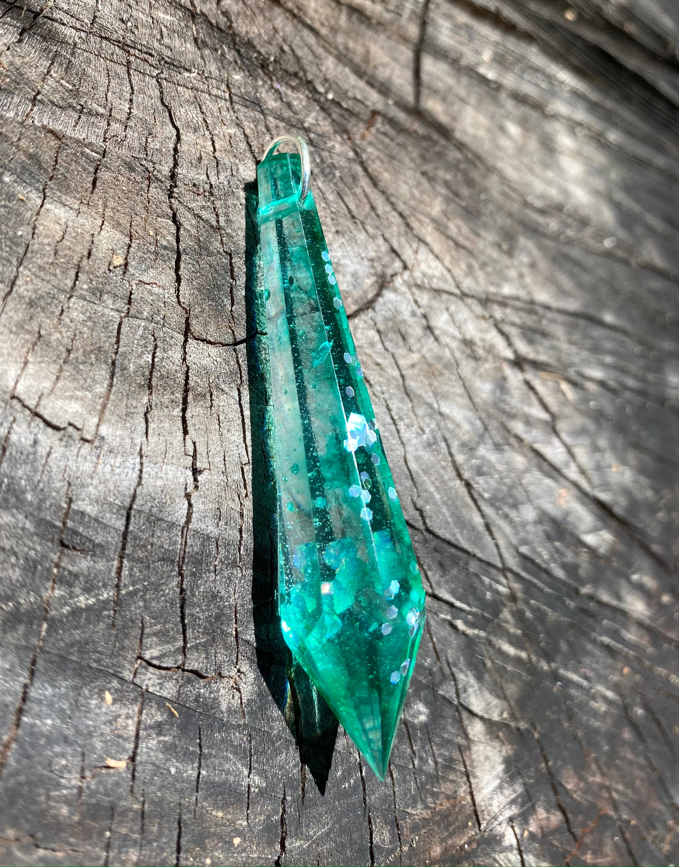 Crystal epoxy resin pendant Or earrings with glitter metallic Etsy