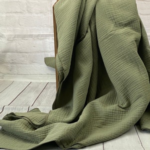 Muslin blanket XXL Tripple Muslin soft breathable cotton in many colors thin summer blanket throw plaid Olive