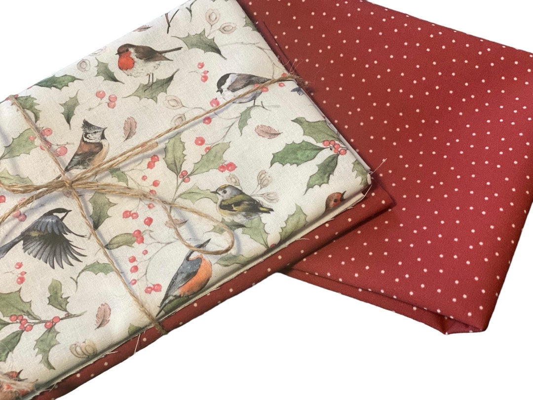 Stoffpaket Acufactum Weihnachten Wintervögel und Punkte Rot Etsy.de