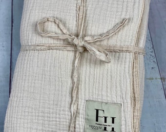 XXL Tripple Muslin Linen Blanket in Ecru Swaddle