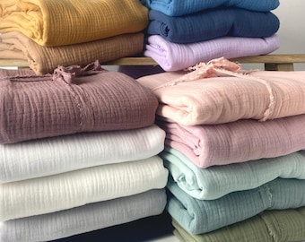 Musselindecke 100% Baumwolle atmungsaktive  Tagesdecke Sommerdecke Bettdecke aus Tripple Musselin in vielen Farben und Größen