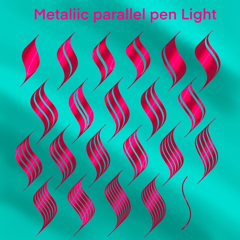 Metallic Parallel Pen Brushes for Procreate App/ Metallic Parallel Pen Brushes for Digital