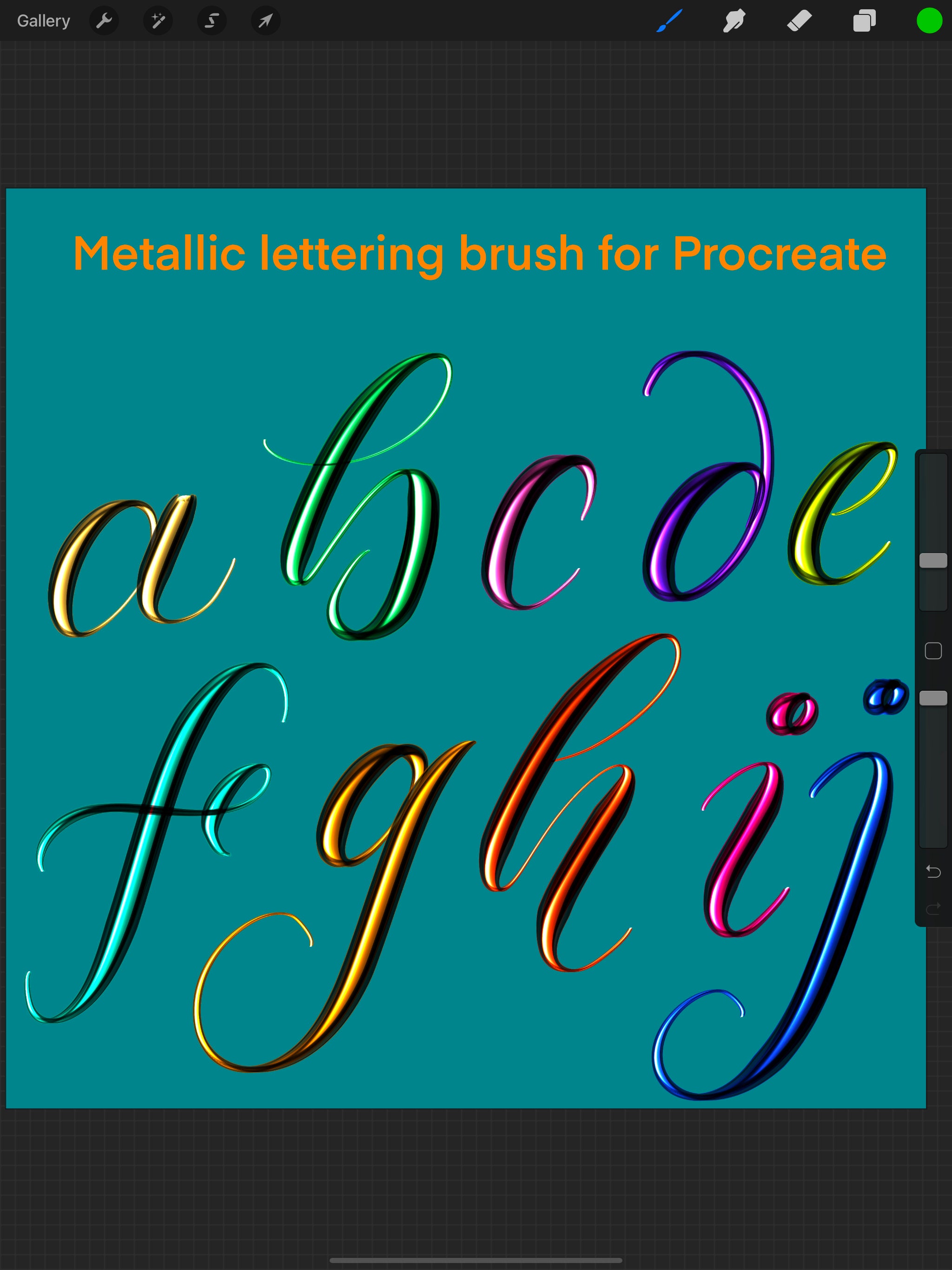 Metalic Lettering Digital R Metallic Lettering Brushes for Procreate App. - Etsy