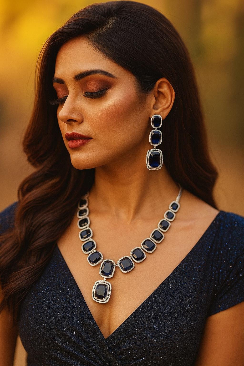 Earrings for Navy Blue Gown
