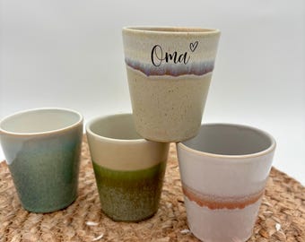 Coffee mug without handle - Personalized coffee cup - with heart - your name on your mug - Unique gift