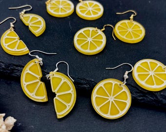 Lemon earring - wooden earring - silver-plated - top lemon - summer vibes - summer beach holiday