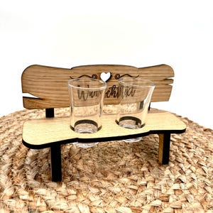 Shot bench - drinking game - wedding - birthday - gift - personalized - wood - shot glasses - bench - unique - heart