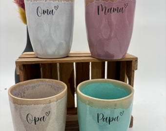 Coffee mug without handle - Personalized coffee cup - with heart - your name on your mug - Unique gift