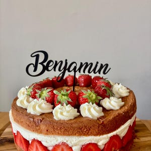 Caketopper - Name - Topper - Cake decoration - Birthday - Name plate - Celebration - Wooden decoration - Acrylic glass - Black