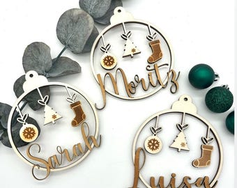 Personalized Christmas bauble - wooden ornament - Christmas tree gifts - personalized Christmas decorations