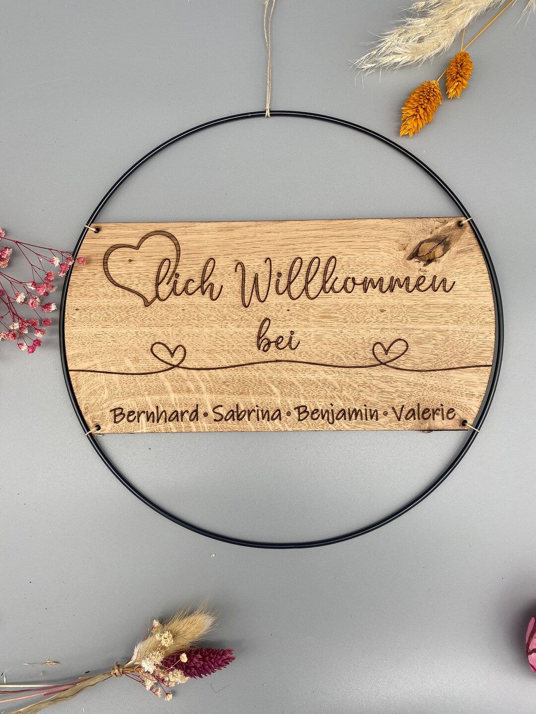 Herzlich Willkommen Loop Willkommensschild Dekoration schöner wohnen