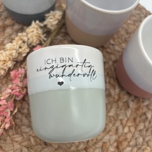 Coffee mug without handle - personalized coffee mug - sayings - funny mugs - unique gift - I am unique