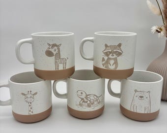 Taza de café con asa - Animales - Taza de café - Regalo único - Tazas personalizadas - Cebra - Mapache - Jirafa - Tortuga - Oso