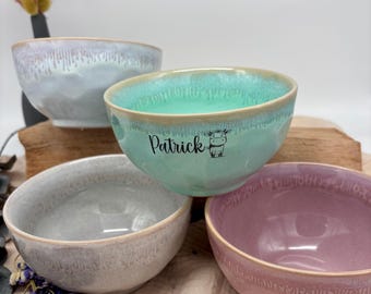 Personalized cow cereal bowl - perfect gift - kitchen accessory - tableware - colorful bowl - stoneware - breakfast - bowl - soup