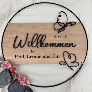 Loop Schmetterling - Türschild - Willkommensschild- Eichen Loop - Wohnung Dekoration - Eingangsbereich-schöner wohnen- Blumen Willkommen-
