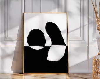 Abstract Wabi Sabi Canvas Art, Black and White Minimalist Painting