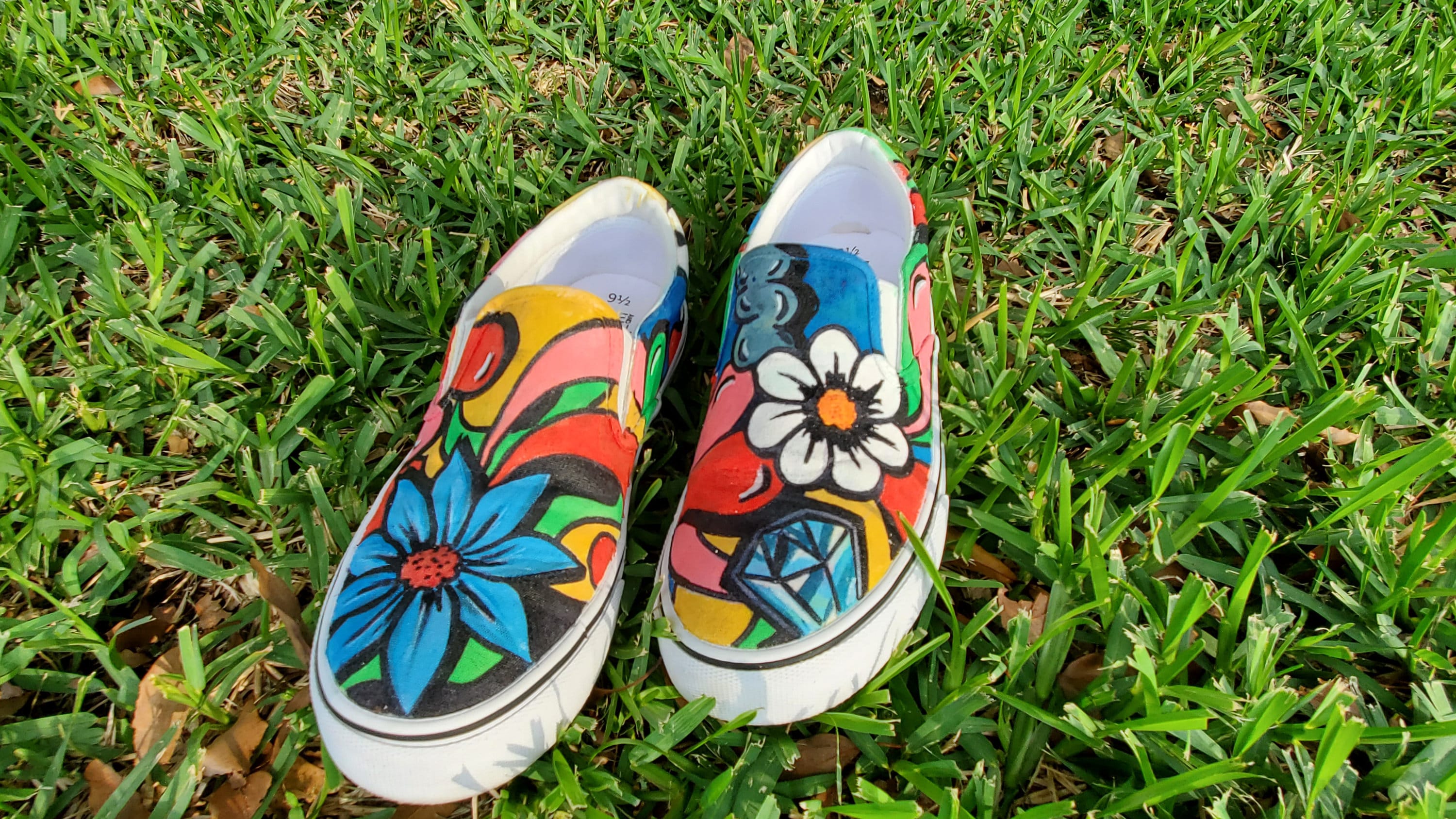 Abstract hand painted shoes Etsy