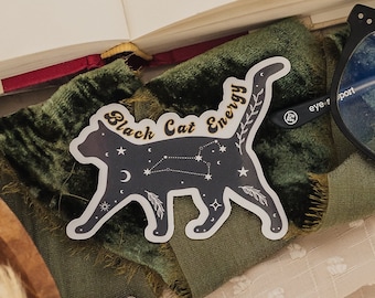 Black Cat Energy Sticker: Witchy Halloween Vinyl Decal