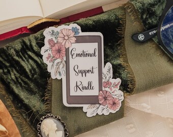 Emotional Support Kindle Sticker: Boho Floral Vinyl Decal