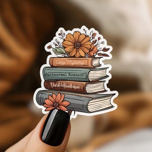 Fall Book Stack Sticker: Spooky Season Kindle, Tablet Decor image 1