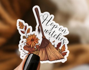 Witch Broomstick Sticker: Spooky Fall Halloween Vinyl Decal