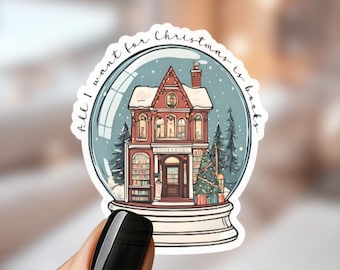 Snow Globe Bookish Sticker: All I Want For Christmas is Books, Stocking Stuffer