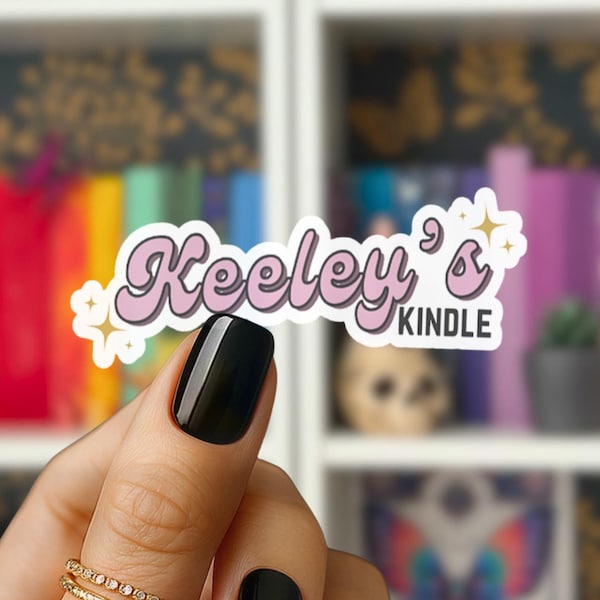 Personalized Kindle Name Sticker: Retro Bookish Vinyl Decal