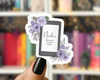 Emotional Support Kindle Name Sticker, Personalized Bookish Gift, Custom Book Lover Stickers