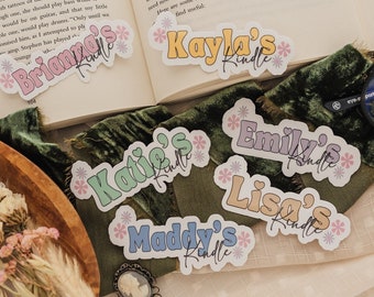 Custom Name Kindle Sticker: Retro Floral Bookish Gift